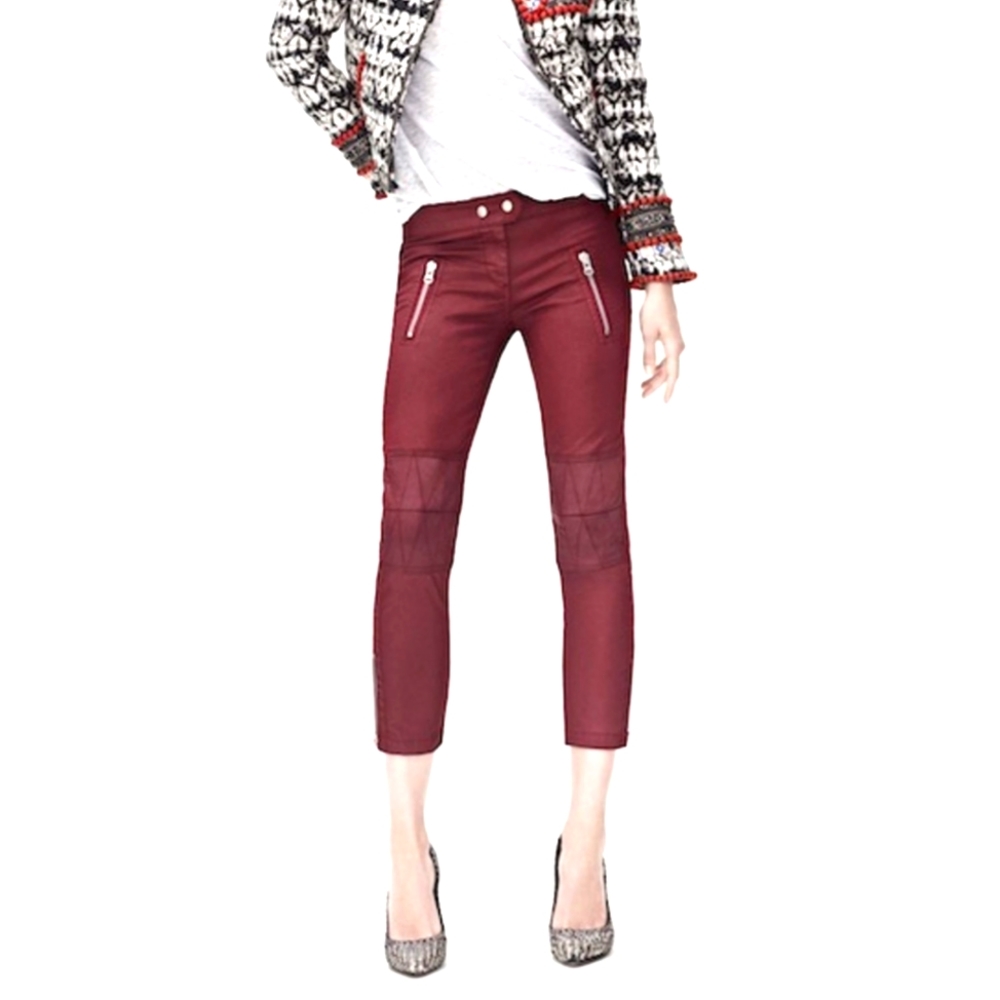 NWOT Isabel Marant x H&M Red Waxed Moto Pants US 6